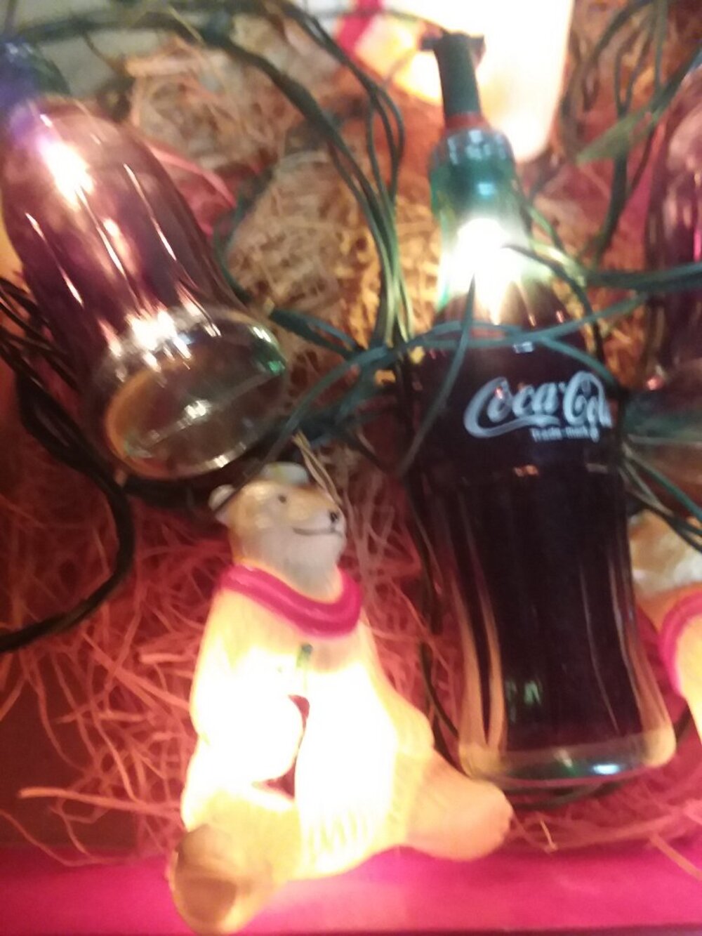 Vintage 1993 Coca Cola String Lights Polar Bears Bottles 14 Foot Strand Works